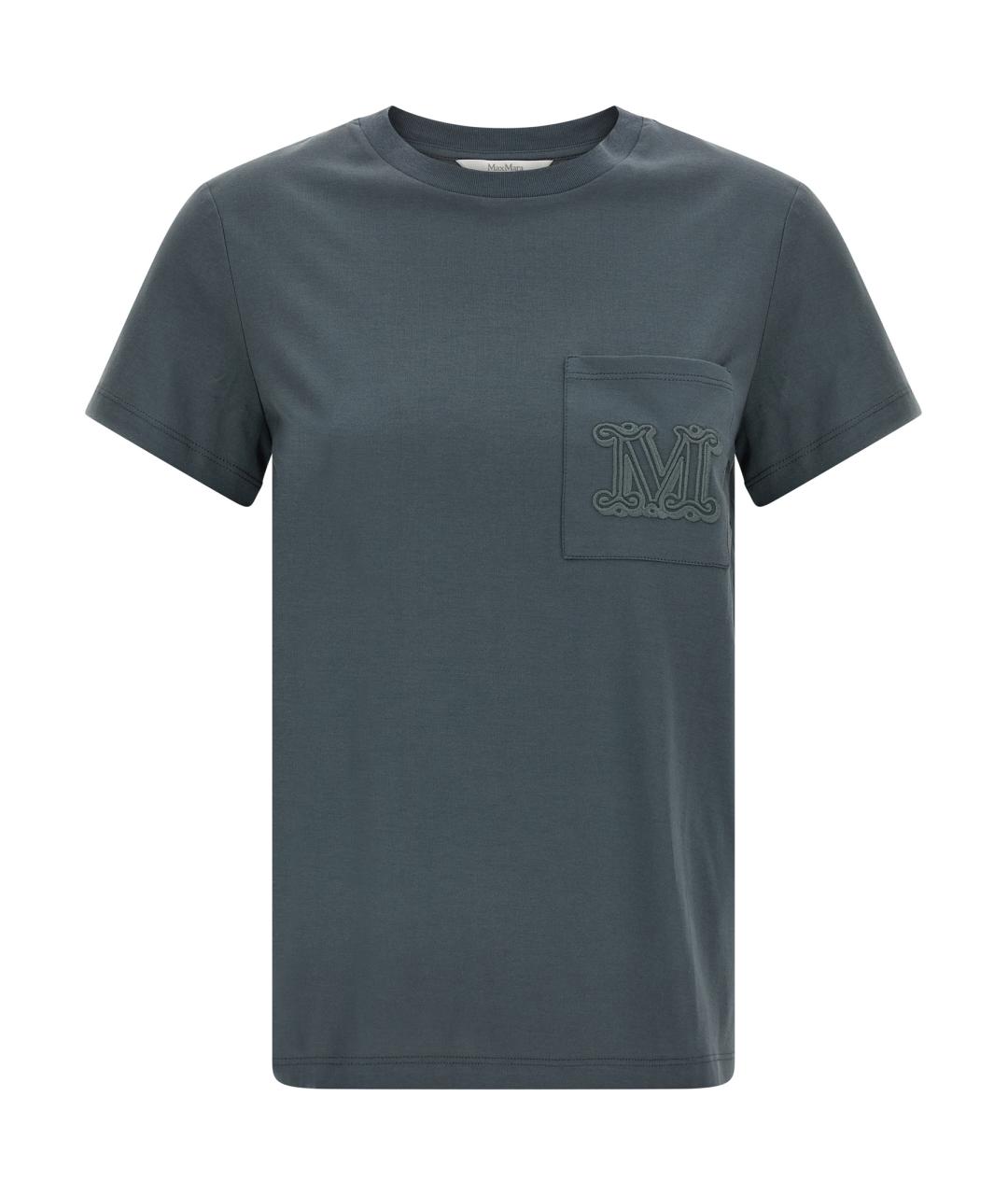 MAX MARA Серая хлопковая футболка, фото 1