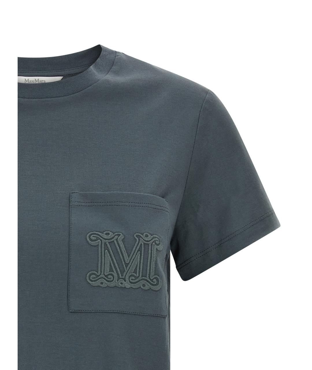 MAX MARA Серая хлопковая футболка, фото 3