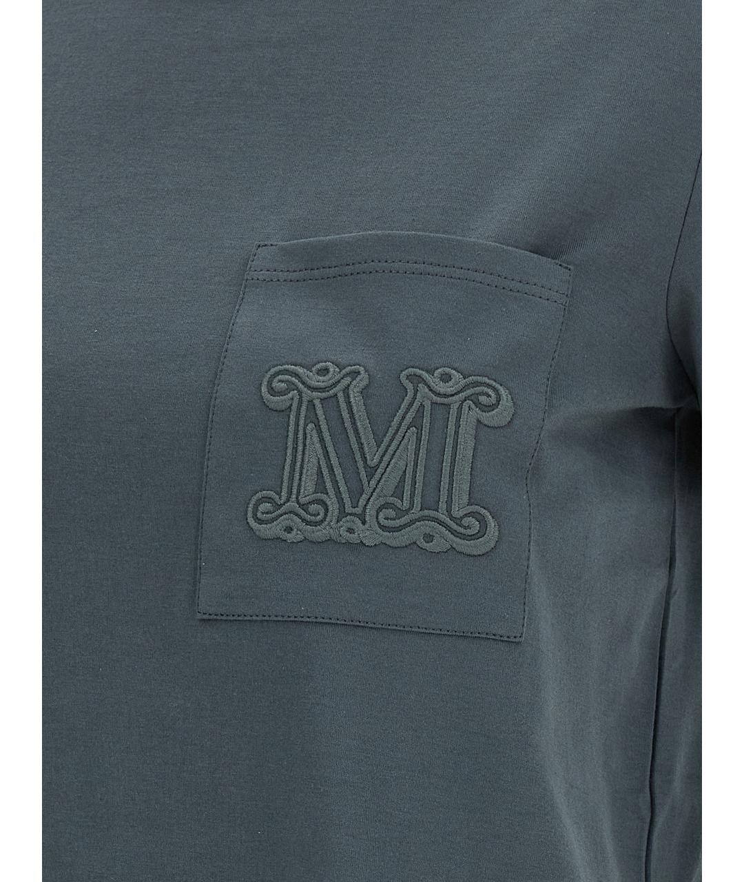 MAX MARA Серая хлопковая футболка, фото 4