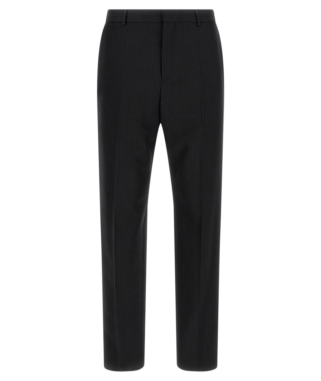 SAINT LAURENT Черные шерстяные повседневные брюки, фото 1