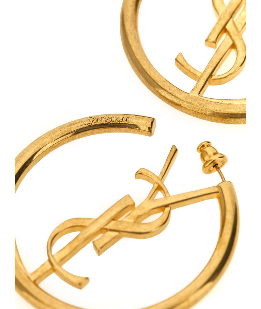 SAINT LAURENT Золотые металлические серьги, фото 2