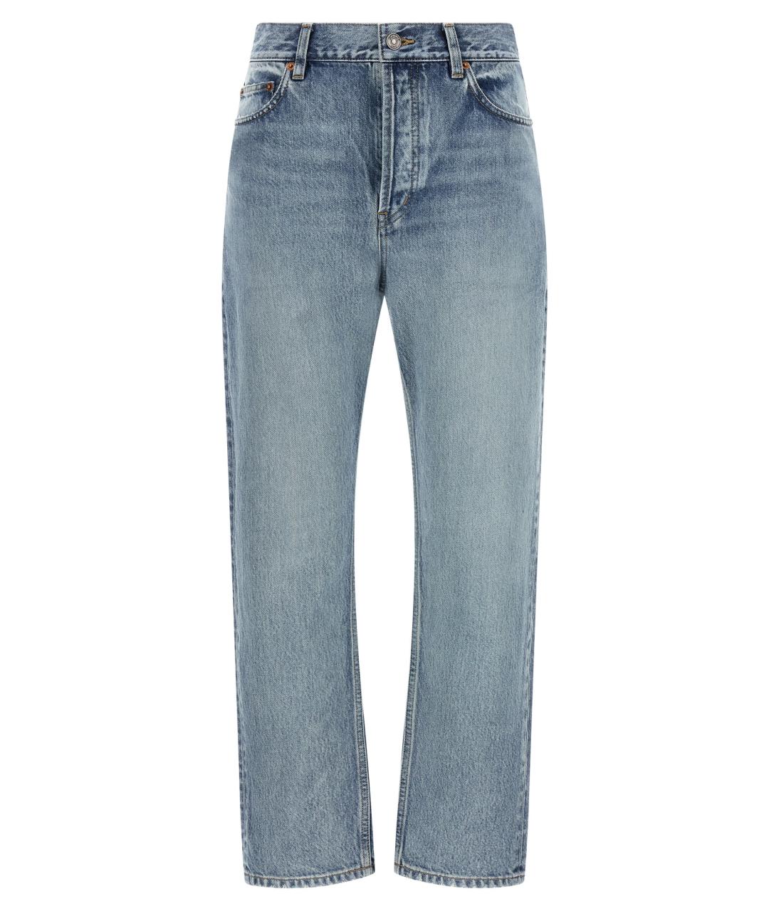 SAINT LAURENT Голубые хлопковые прямые джинсы, фото 1