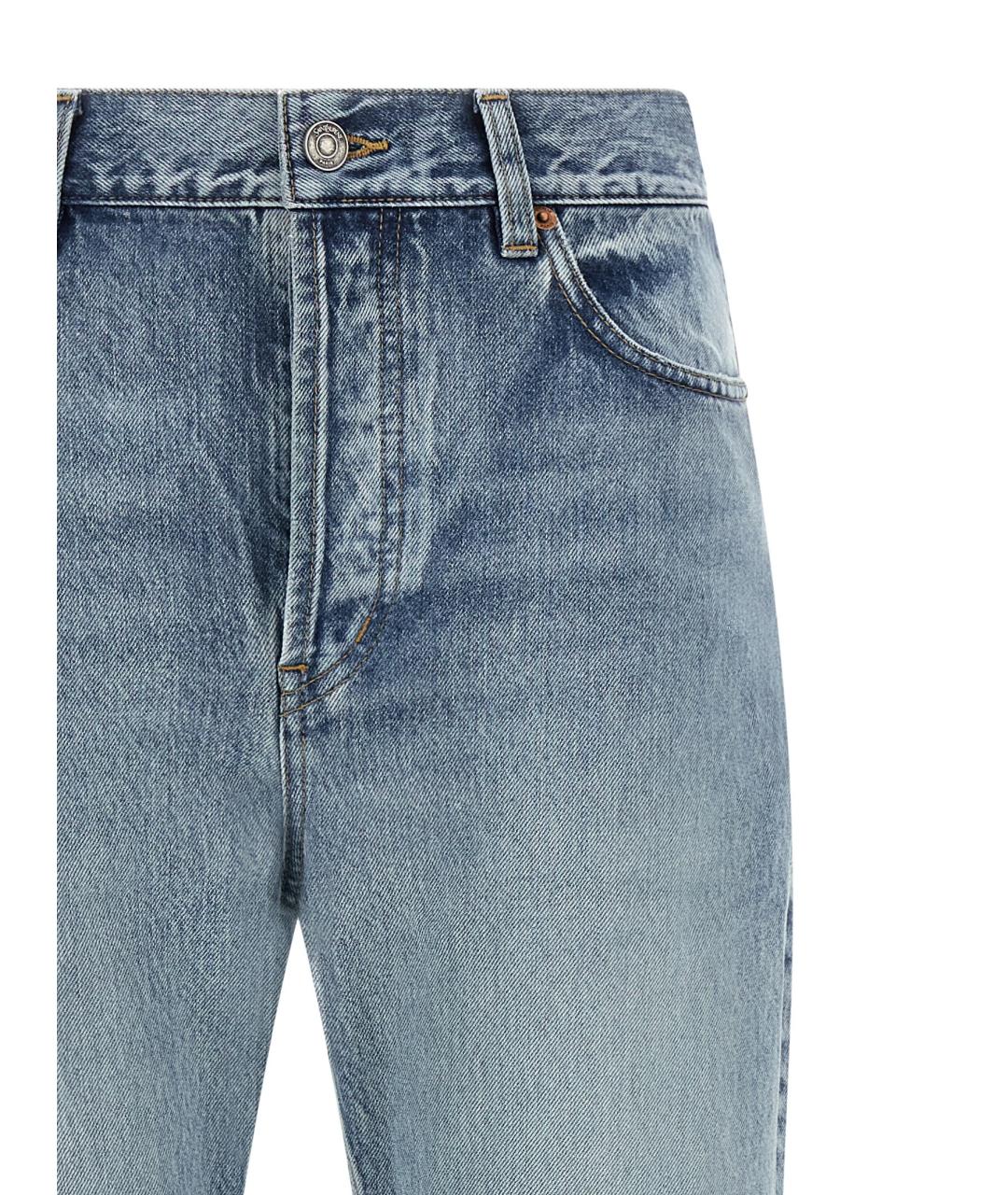 SAINT LAURENT Голубые хлопковые прямые джинсы, фото 3