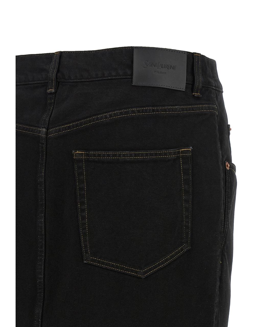 SAINT LAURENT Черная хлопковая юбка миди, фото 4