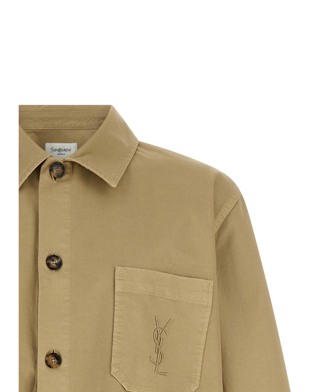 SAINT LAURENT Бежевая хлопковая кэжуал рубашка, фото 3
