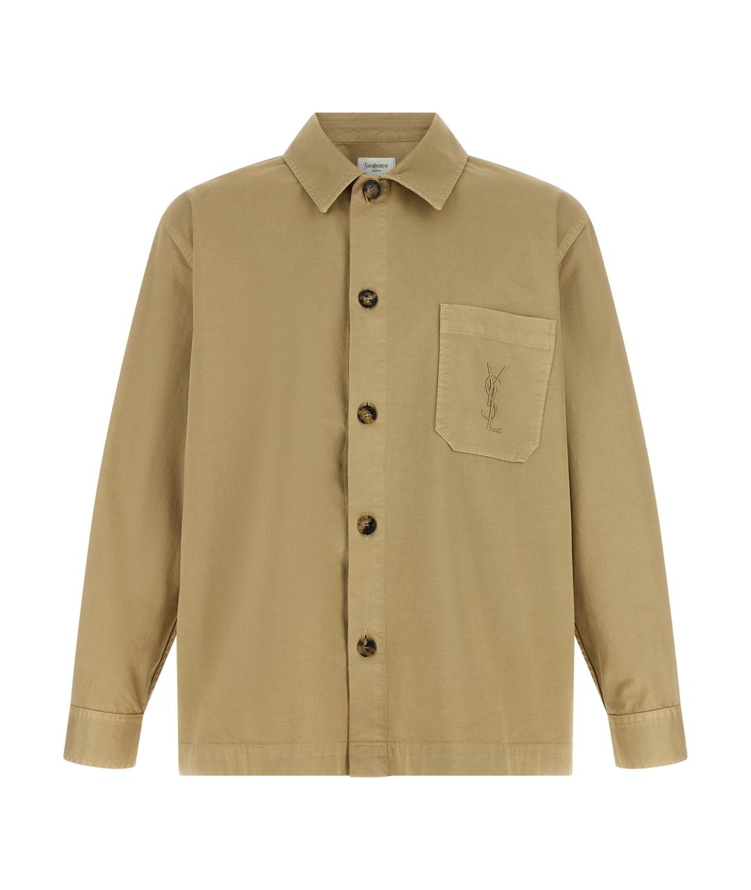 SAINT LAURENT Бежевая хлопковая кэжуал рубашка, фото 1
