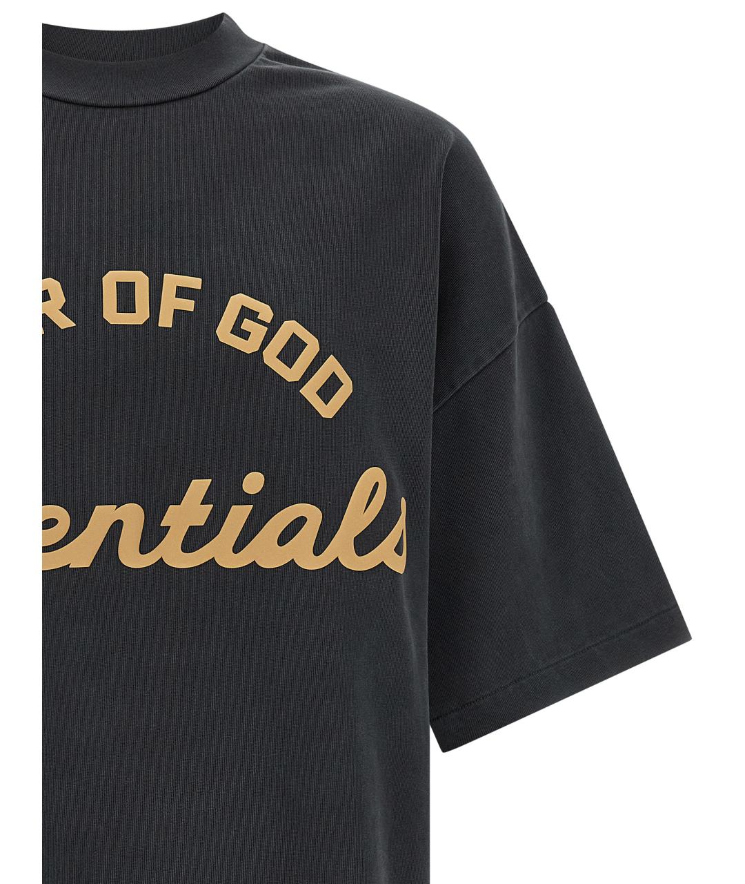 FEAR OF GOD ESSENTIALS Антрацитовая хлопковая футболка, фото 3