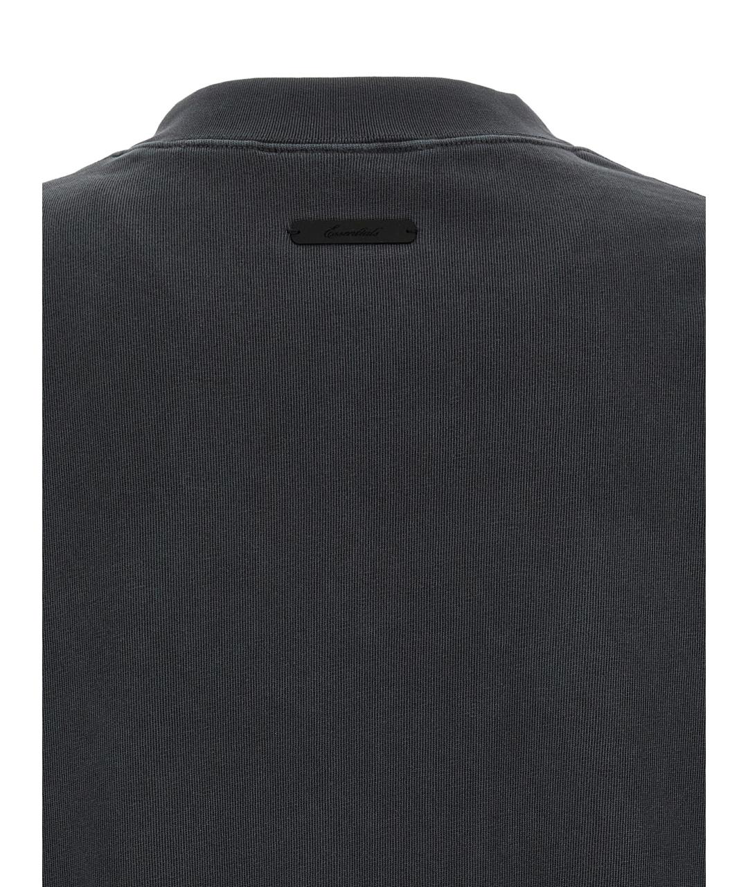 FEAR OF GOD ESSENTIALS Антрацитовая хлопковая футболка, фото 4