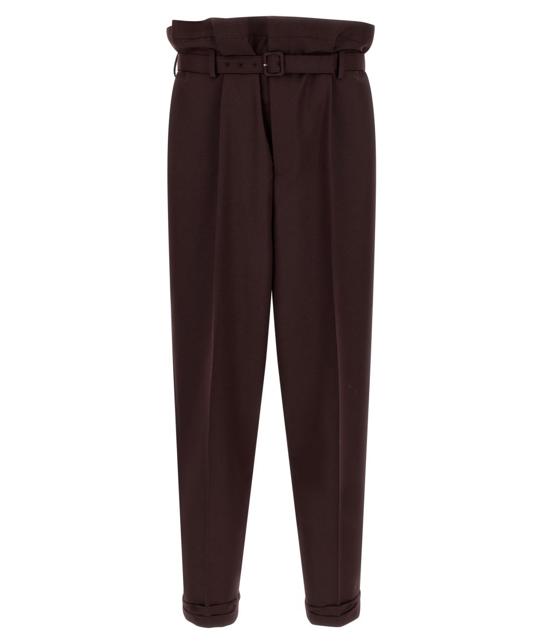 SAINT LAURENT Коричневые шерстяные повседневные брюки, фото 1