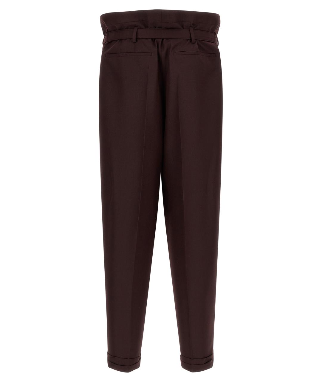 SAINT LAURENT Коричневые шерстяные повседневные брюки, фото 2