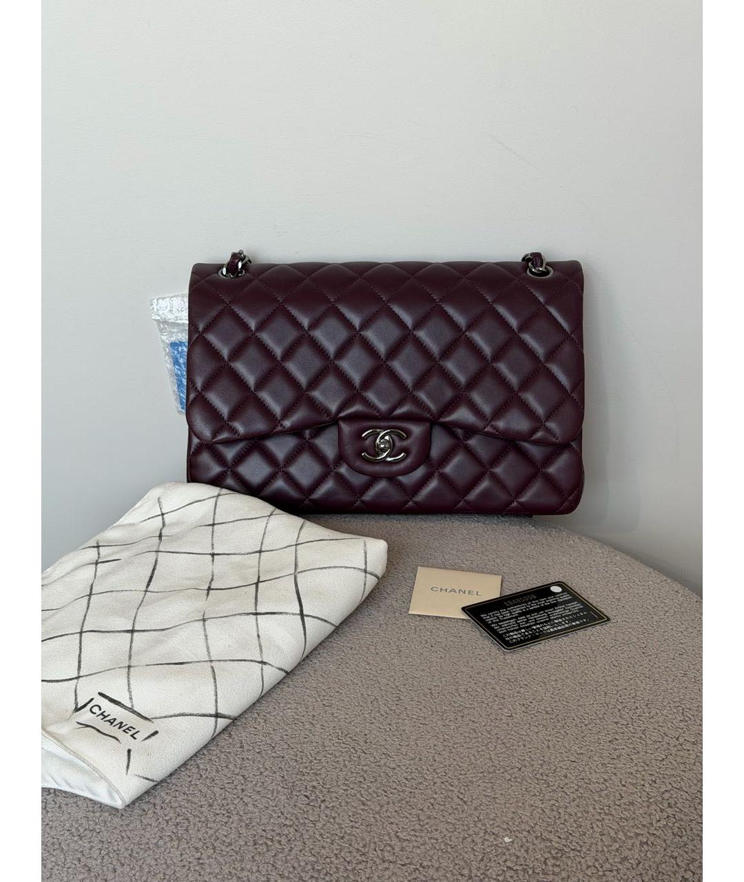 CHANEL Бордовая кожаная сумка через плечо, фото 7