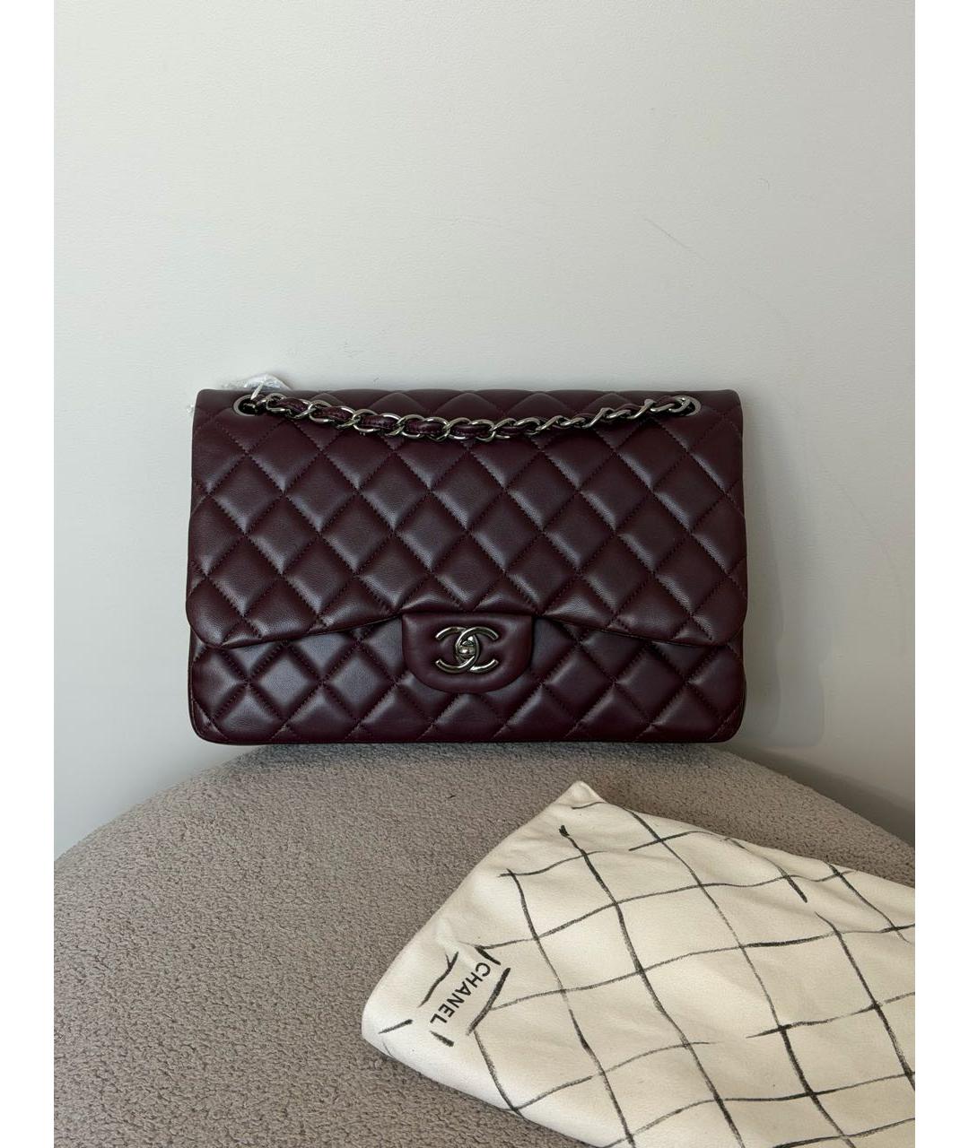 CHANEL Бордовая кожаная сумка через плечо, фото 9