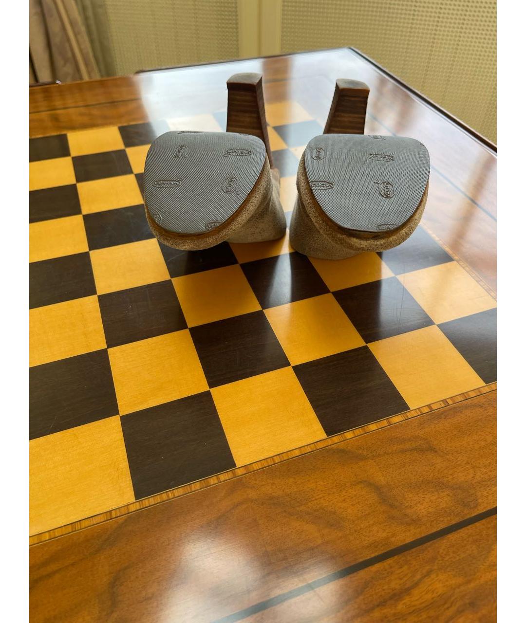 HERMES Серые кожаные мюли, фото 6