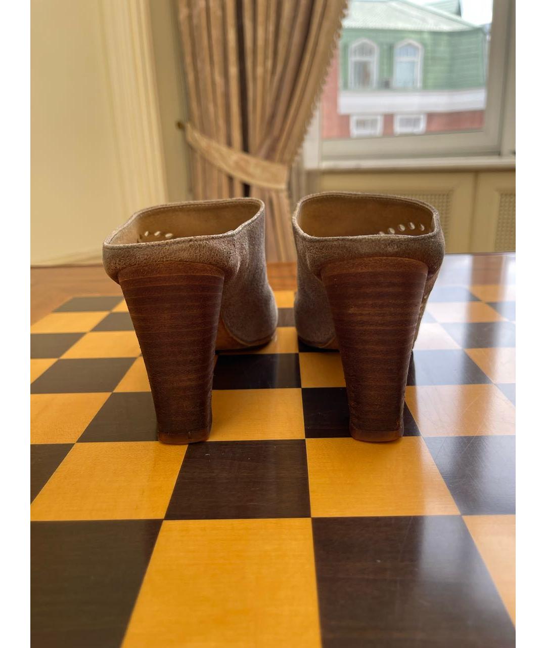 HERMES Серые кожаные мюли, фото 3