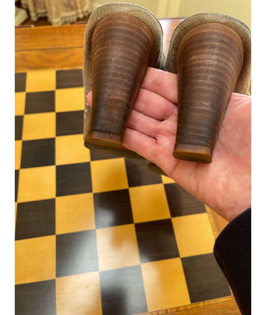 HERMES Серые кожаные мюли, фото 8