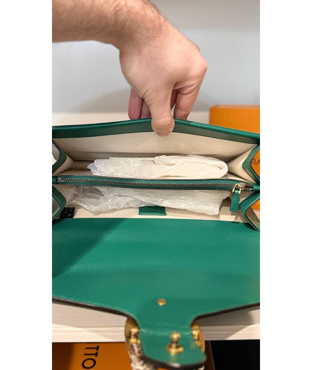 GUCCI Зеленая кожаная сумка с короткими ручками, фото 7