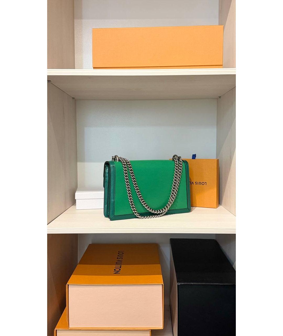 GUCCI Зеленая кожаная сумка с короткими ручками, фото 4