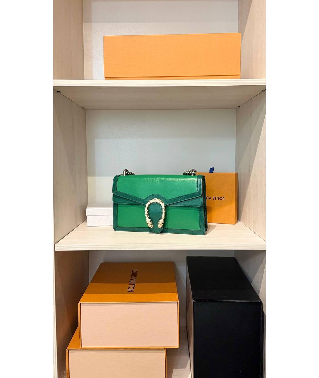 GUCCI Зеленая кожаная сумка с короткими ручками, фото 2