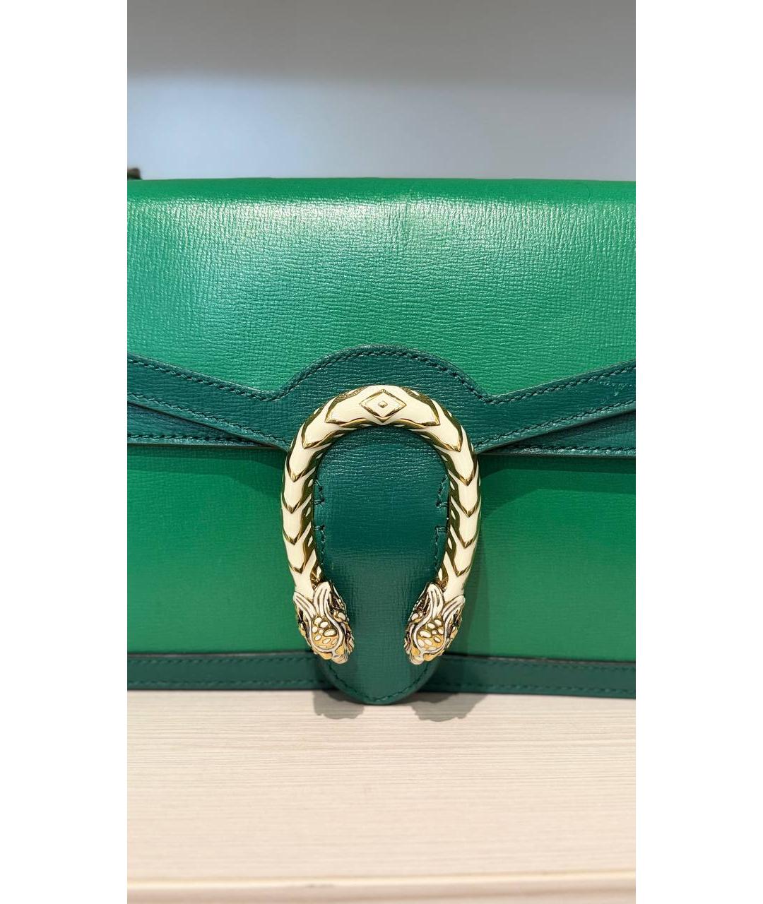 GUCCI Зеленая кожаная сумка с короткими ручками, фото 5