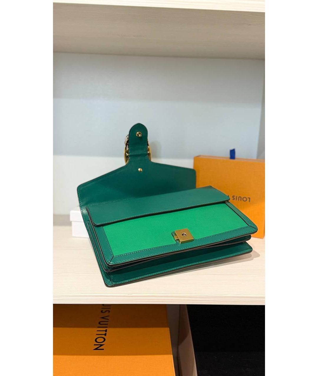 GUCCI Зеленая кожаная сумка с короткими ручками, фото 6