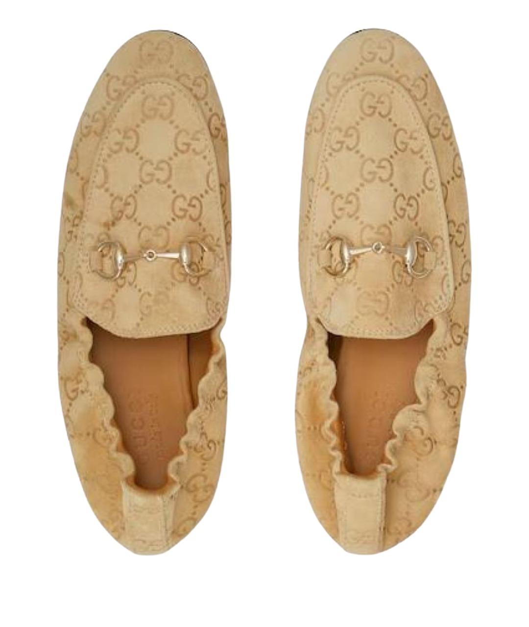GUCCI Бежевые кожаные лоферы, фото 2