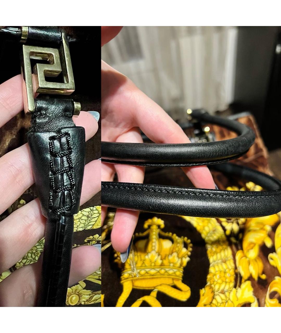 VERSACE Коричневая бархатная сумка тоут, фото 6