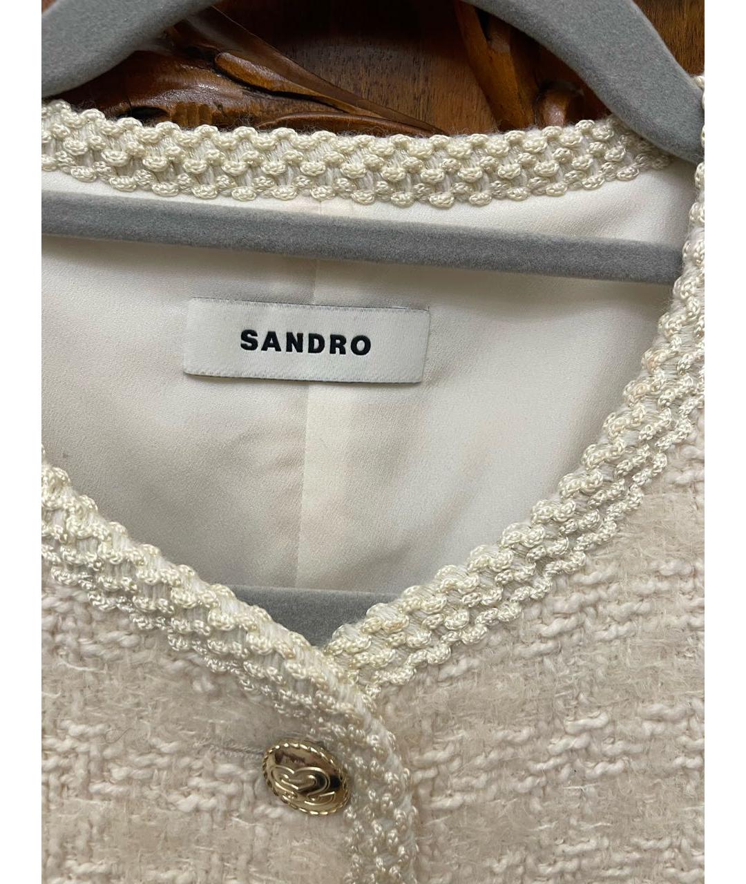 SANDRO Бежевое твидовое платье, фото 3