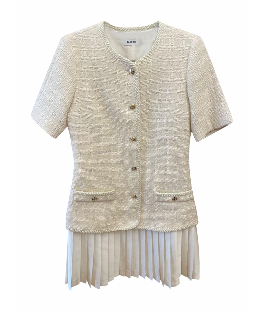 SANDRO Бежевое твидовое платье, фото 1