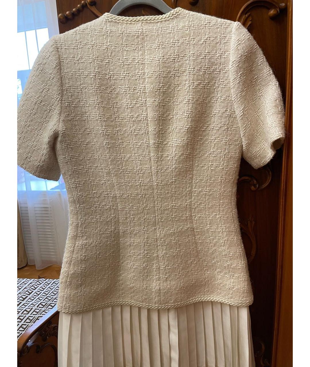 SANDRO Бежевое твидовое платье, фото 2