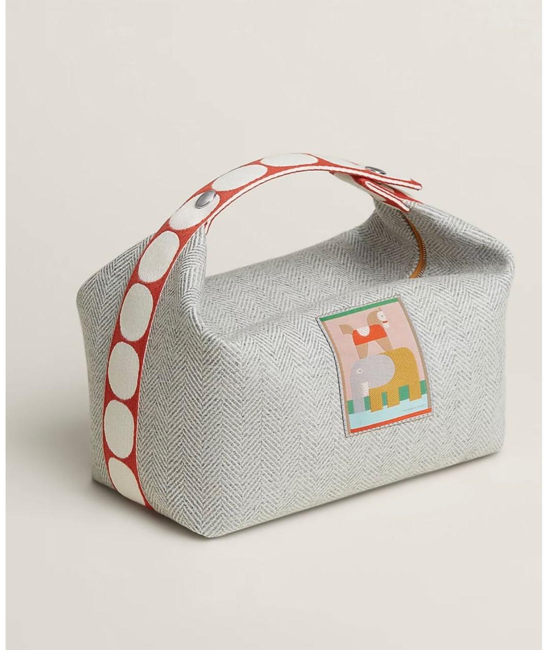 HERMES Серая хлопковая косметичка, фото 5