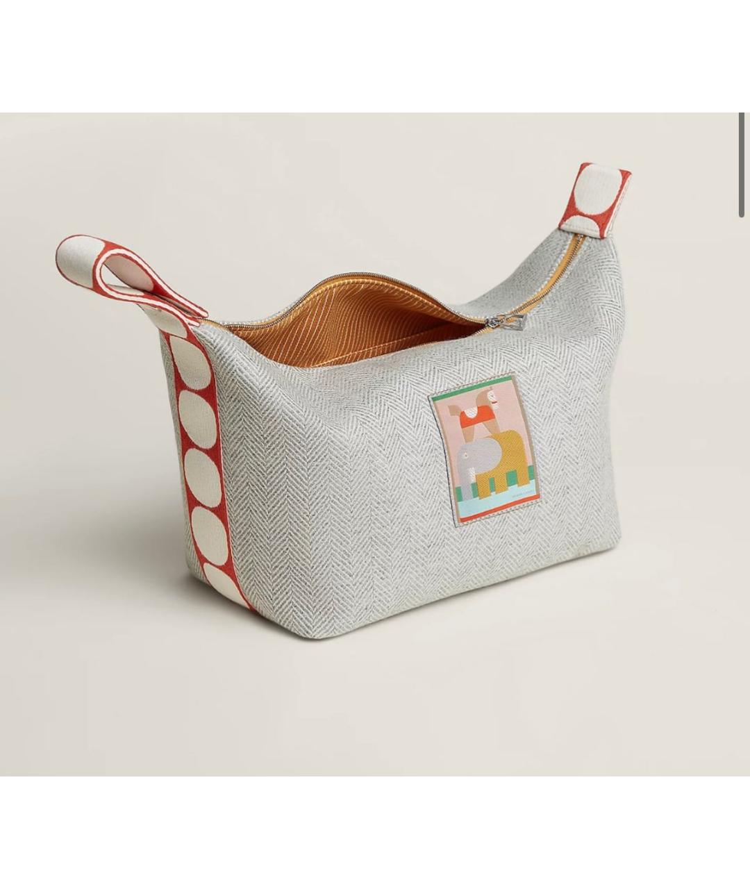 HERMES Серая хлопковая косметичка, фото 2