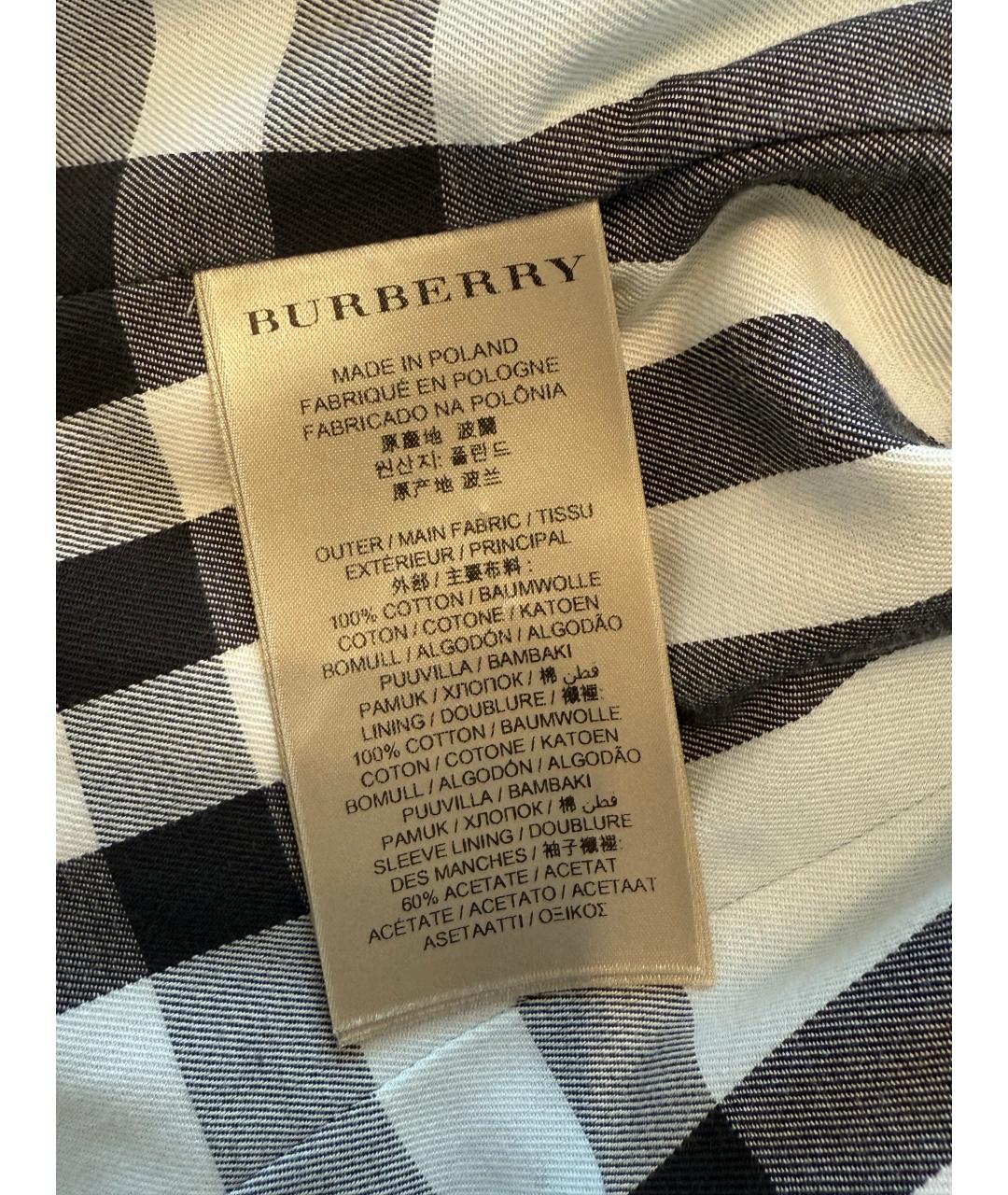 BURBERRY Голубой хлопковый тренч/плащ, фото 4