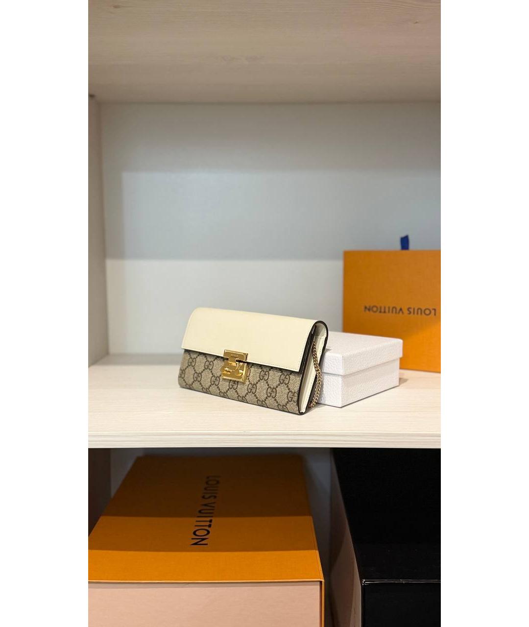 GUCCI Бежевый кожаный кошелек, фото 3