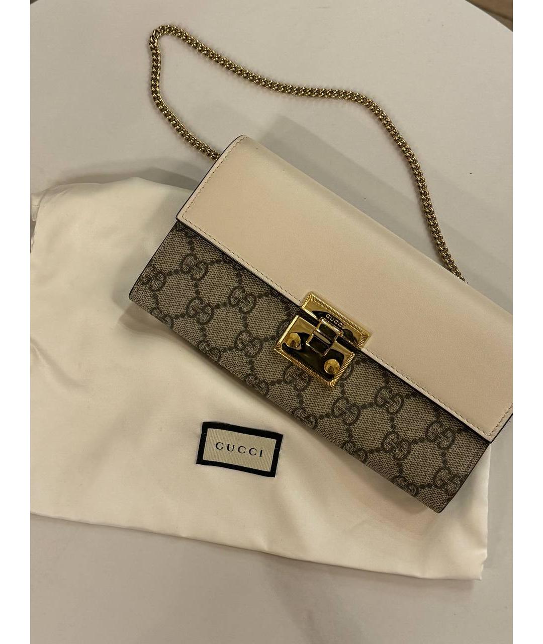 GUCCI Бежевый кожаный кошелек, фото 9