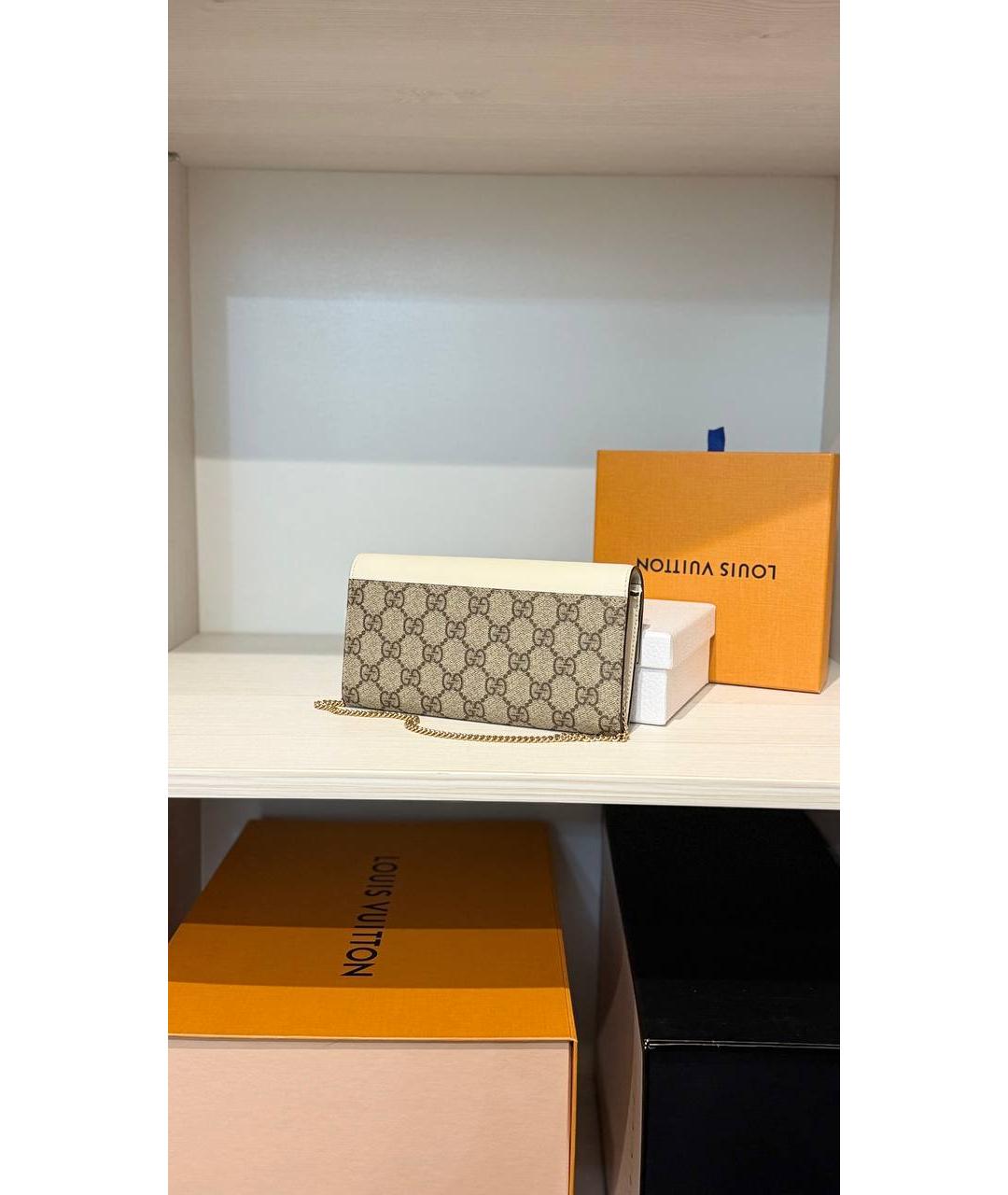 GUCCI Бежевый кожаный кошелек, фото 4