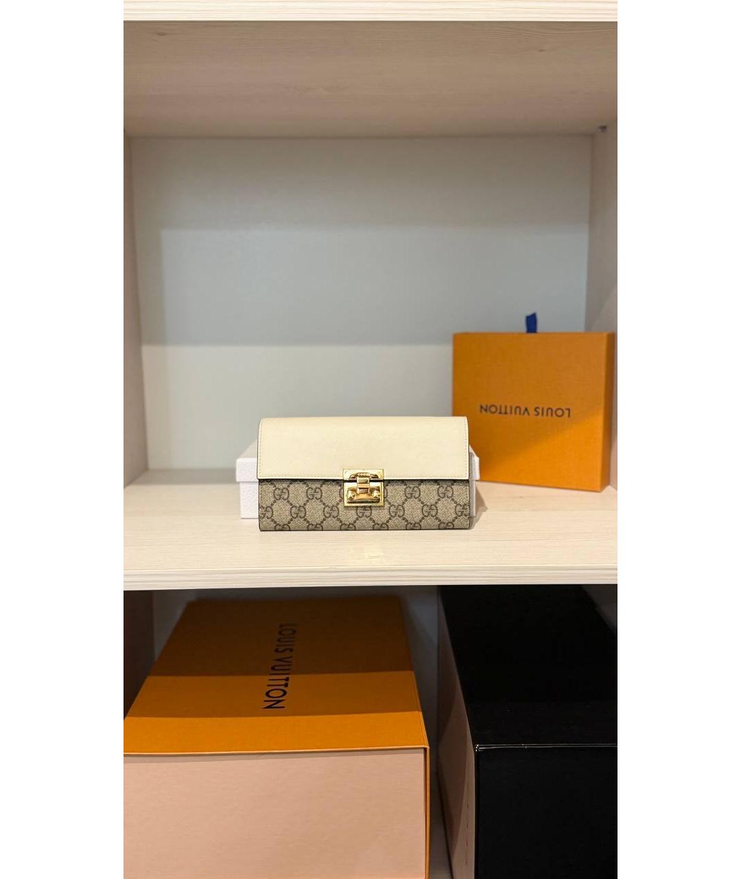 GUCCI Бежевый кожаный кошелек, фото 2