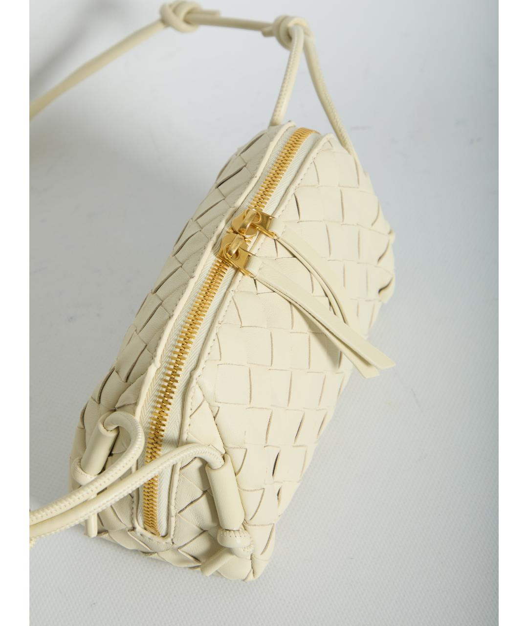 BOTTEGA VENETA Белая кожаная сумка через плечо, фото 4