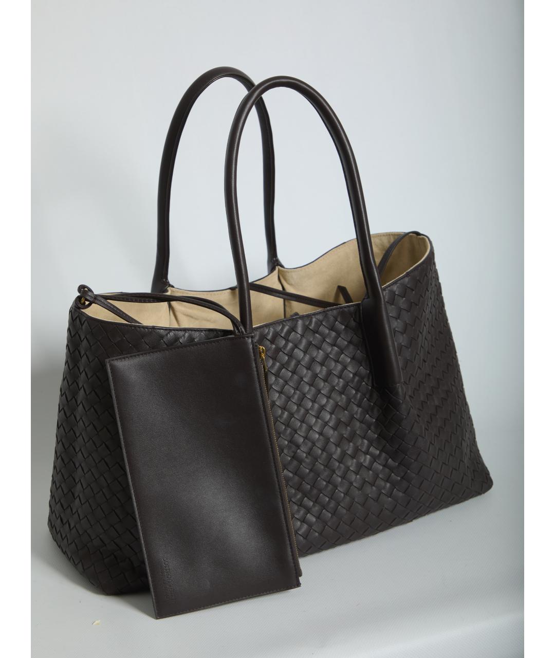 BOTTEGA VENETA Коричневая кожаная сумка тоут, фото 4