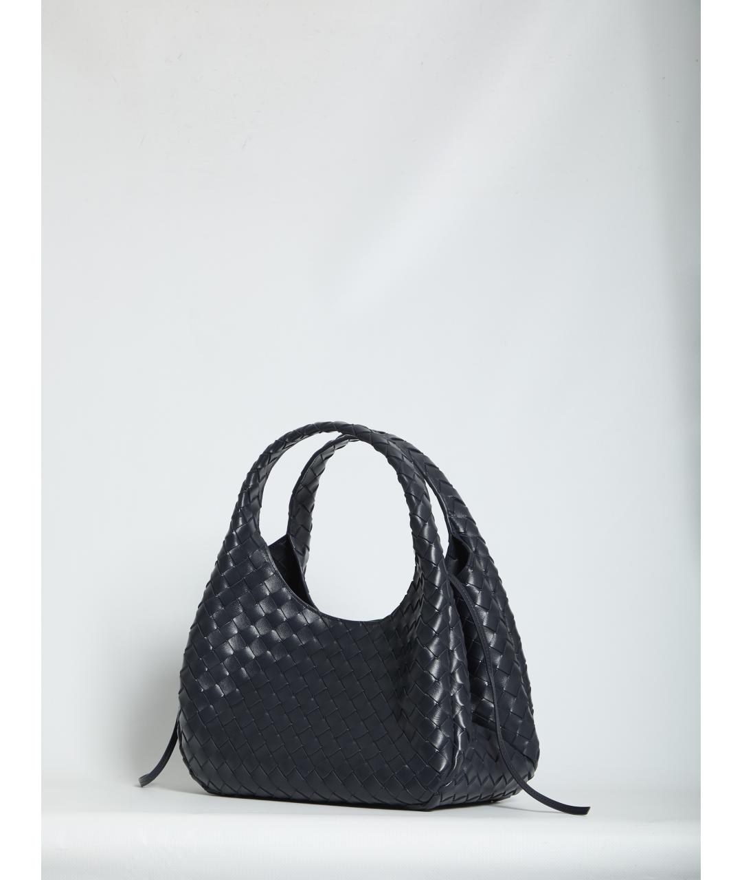 BOTTEGA VENETA Темно-синяя кожаная сумка с короткими ручками, фото 2