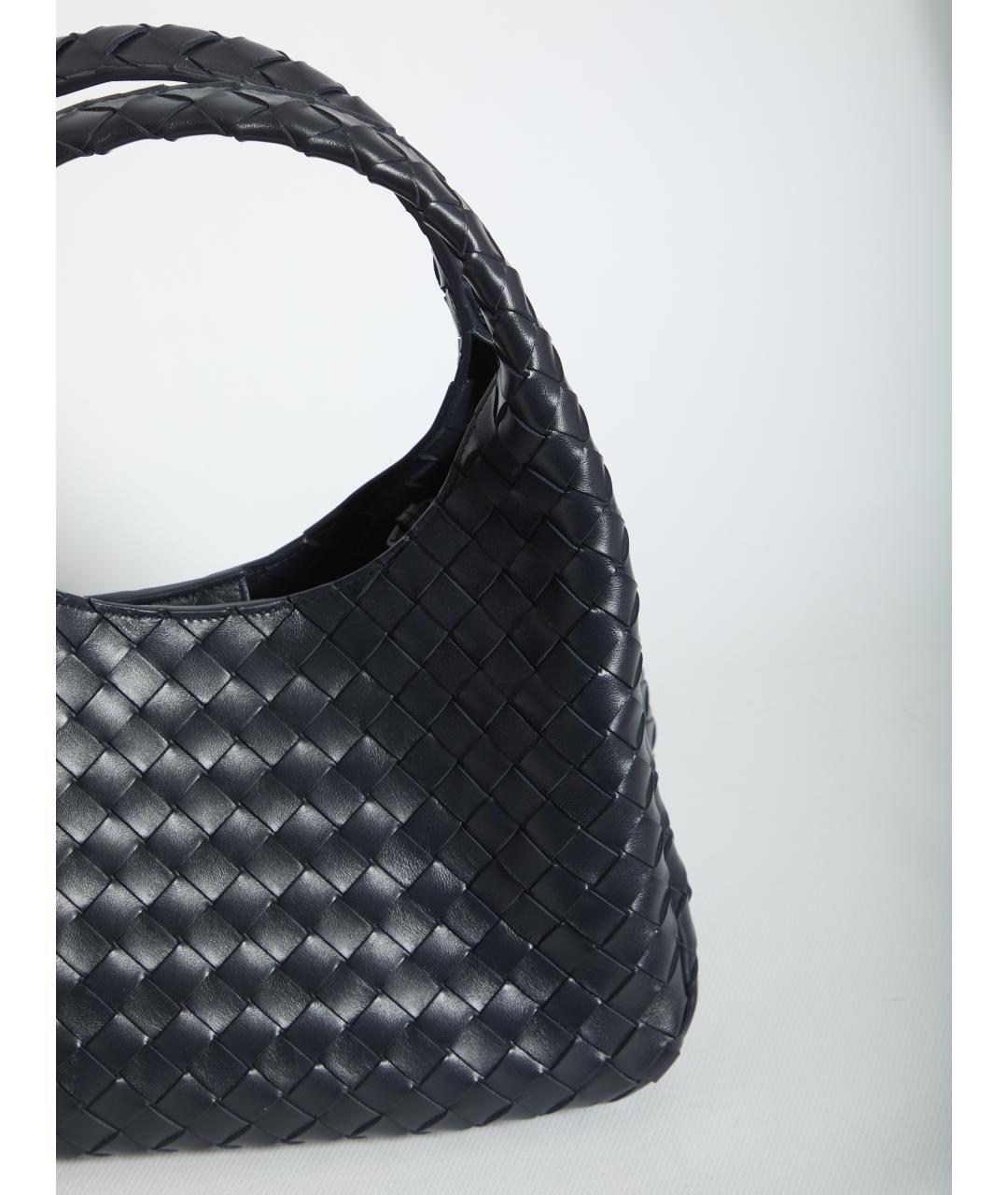 BOTTEGA VENETA Темно-синяя кожаная сумка с короткими ручками, фото 4