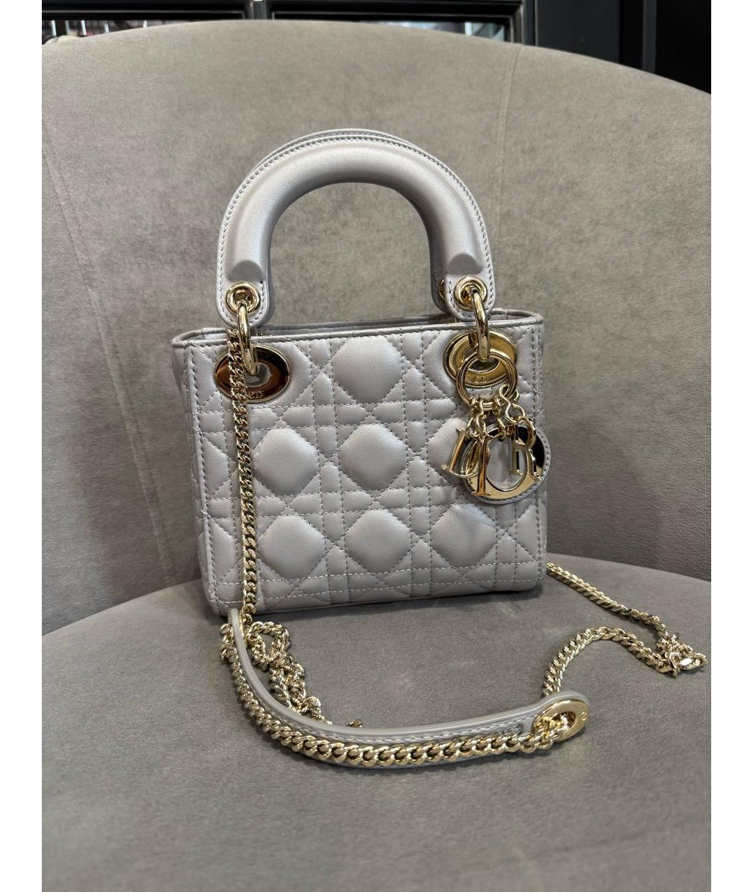 CHRISTIAN DIOR Серая кожаная сумка через плечо, фото 2