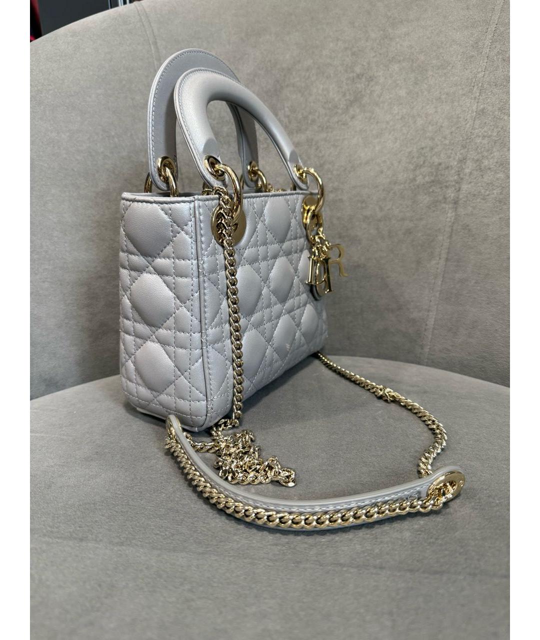 CHRISTIAN DIOR Серая кожаная сумка через плечо, фото 3