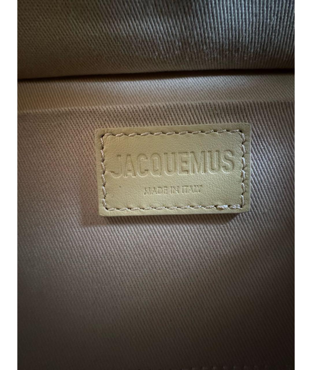 JACQUEMUS Желтая кожаная сумка с короткими ручками, фото 8