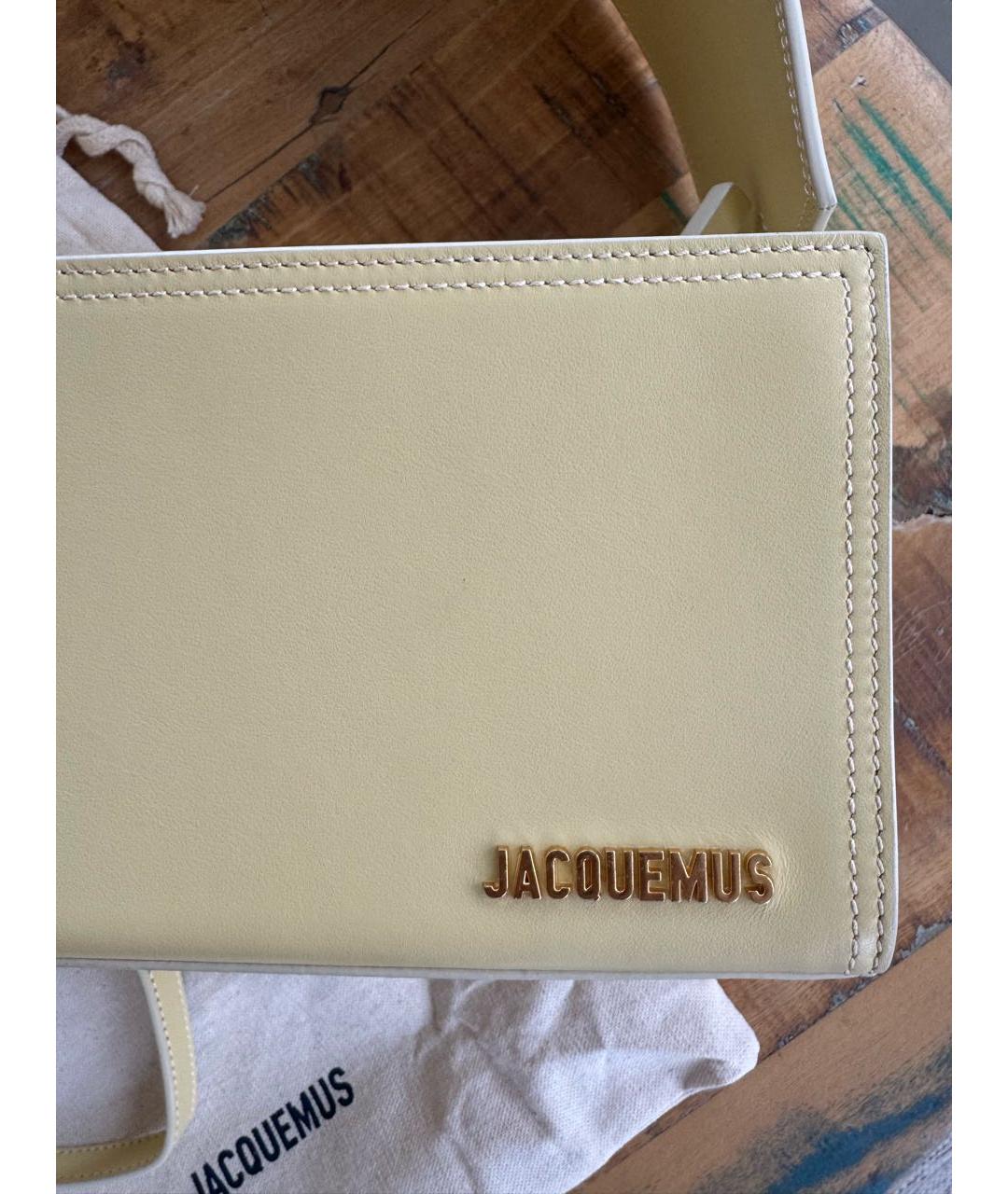 JACQUEMUS Желтая кожаная сумка с короткими ручками, фото 5