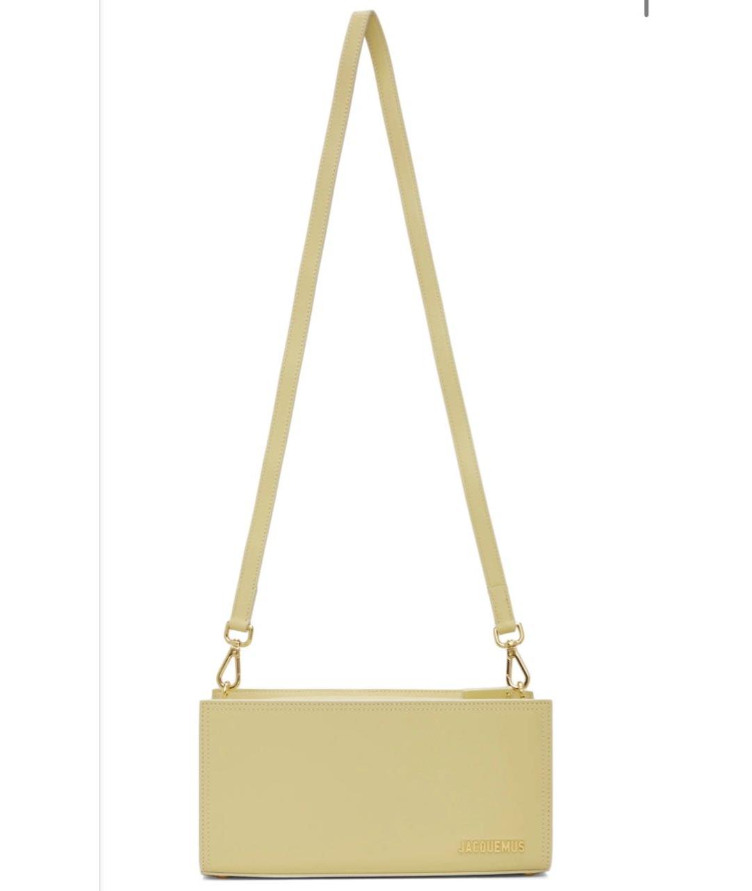 JACQUEMUS Желтая кожаная сумка с короткими ручками, фото 2
