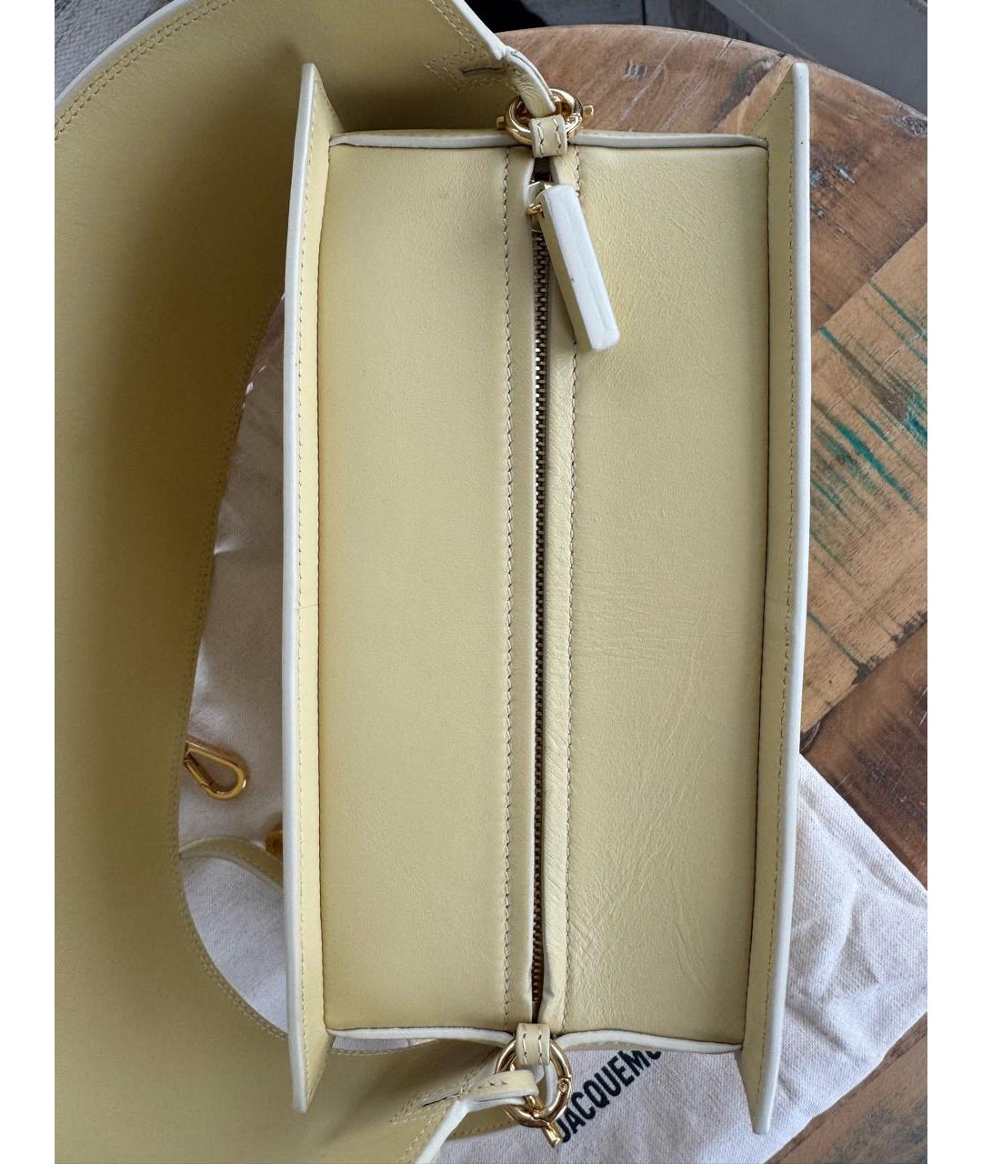 JACQUEMUS Желтая кожаная сумка с короткими ручками, фото 7