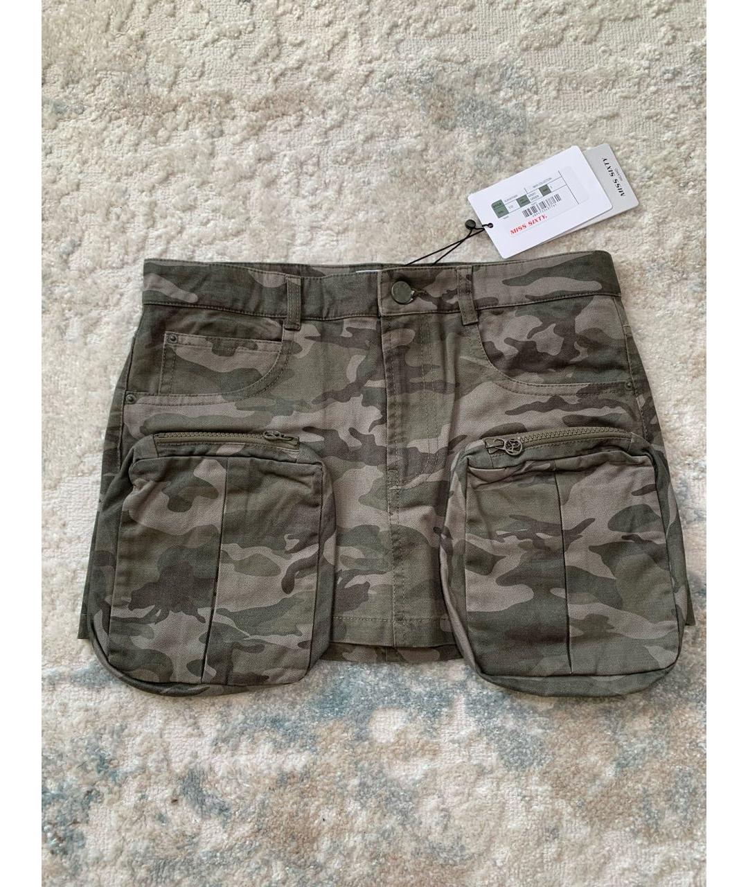 MISS BLUMARINE Хаки хлопковая юбка мини, фото 6