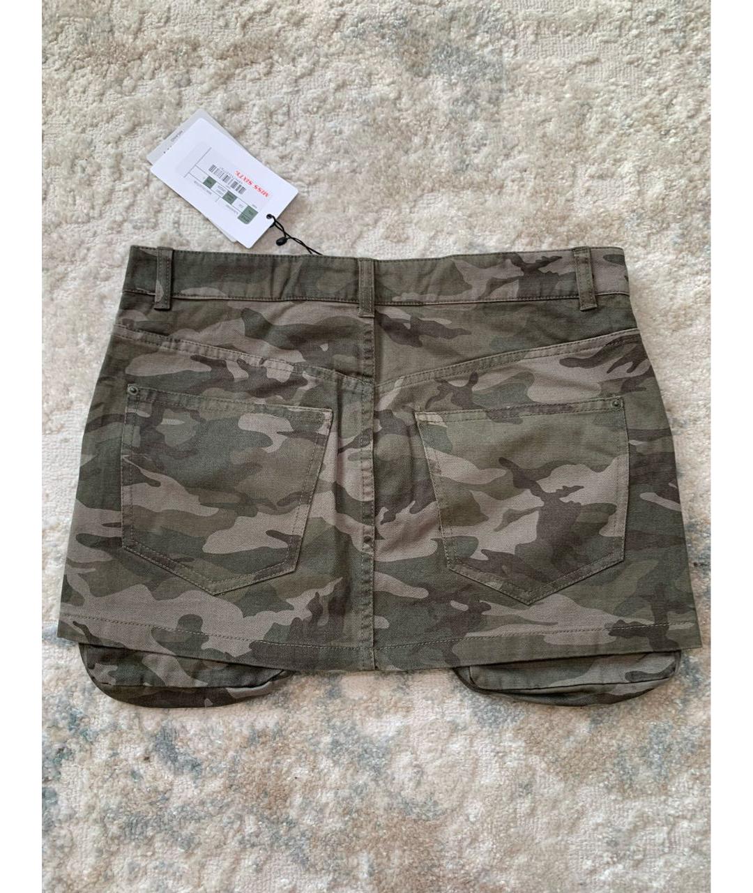 MISS BLUMARINE Хаки хлопковая юбка мини, фото 7