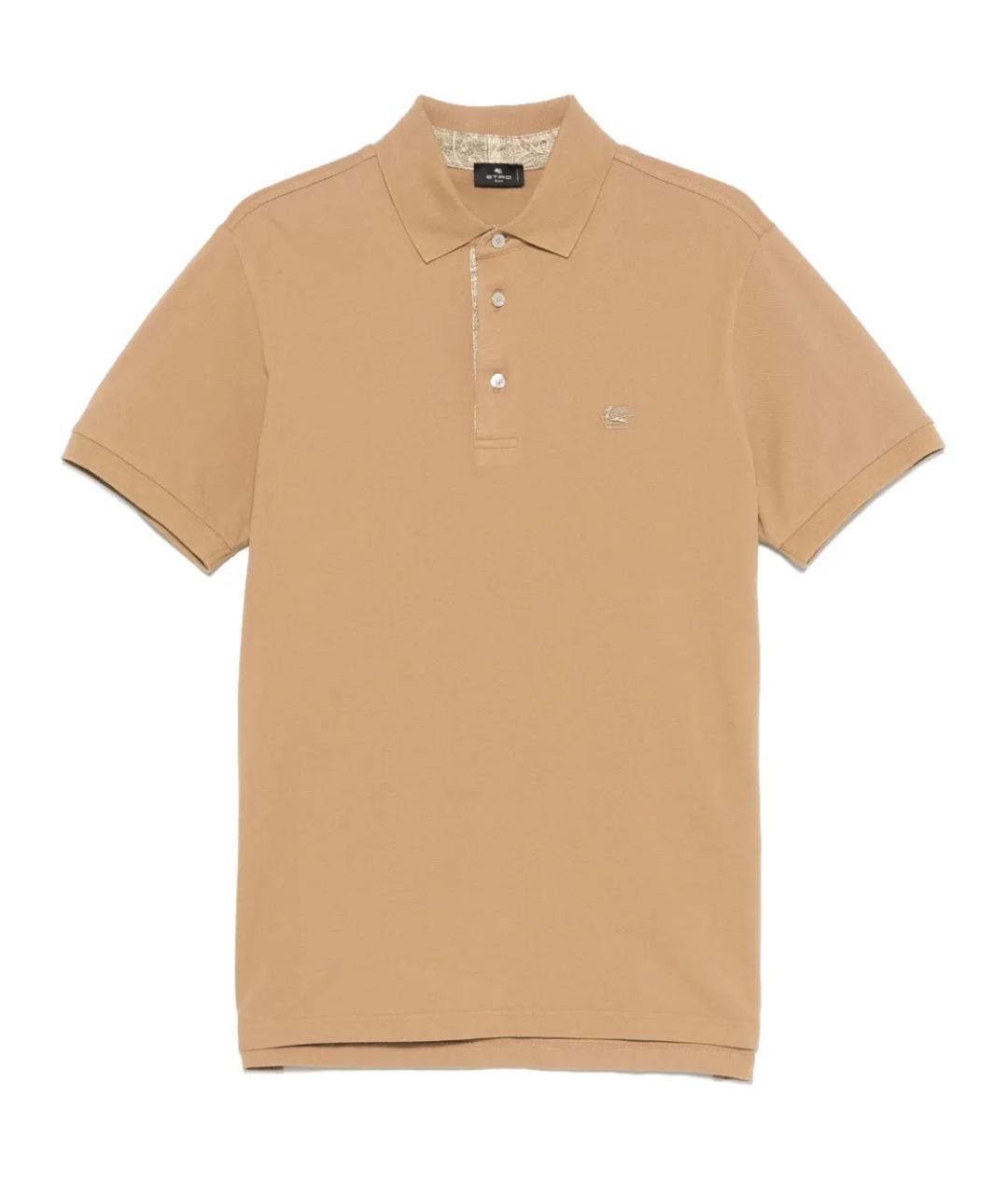 ETRO Бежевое хлопковое поло с коротким рукавом, фото 1
