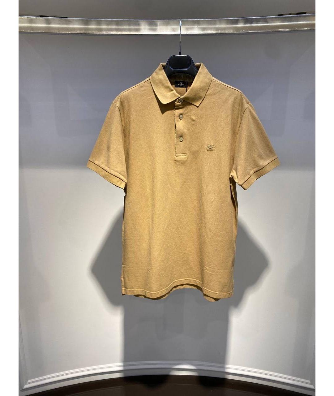 ETRO Бежевое хлопковое поло с коротким рукавом, фото 2